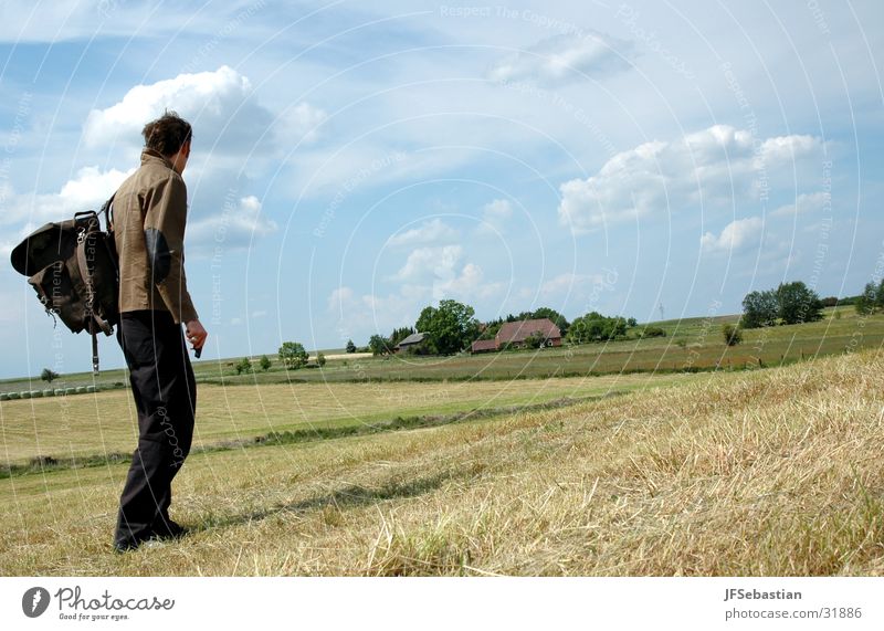 rural exodus Field Backpack In transit Sky insanity David Lynch Hiking