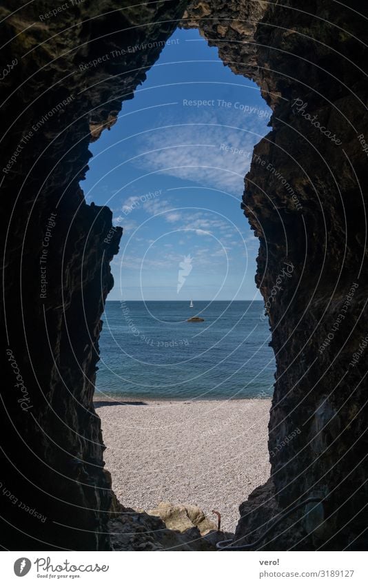 View into infinity Far-off places Freedom Summer Beach Ocean Water Sky Beautiful weather Coast Atlantic Ocean Sailboat Observe Discover Simple Fluid