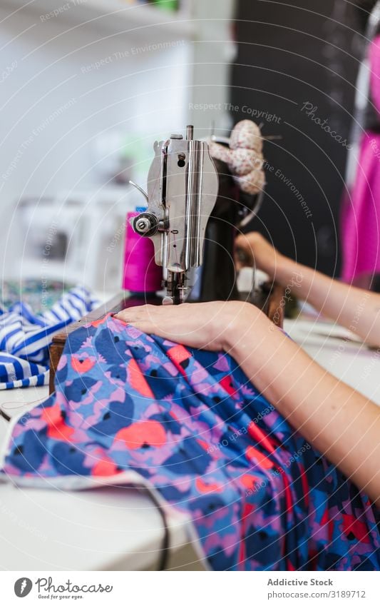 Teenage girl in a sewing school Woman Grade (school level) Classroom Youth (Young adults) Clothing Embroidery Factory Girl Profession machine Pattern School