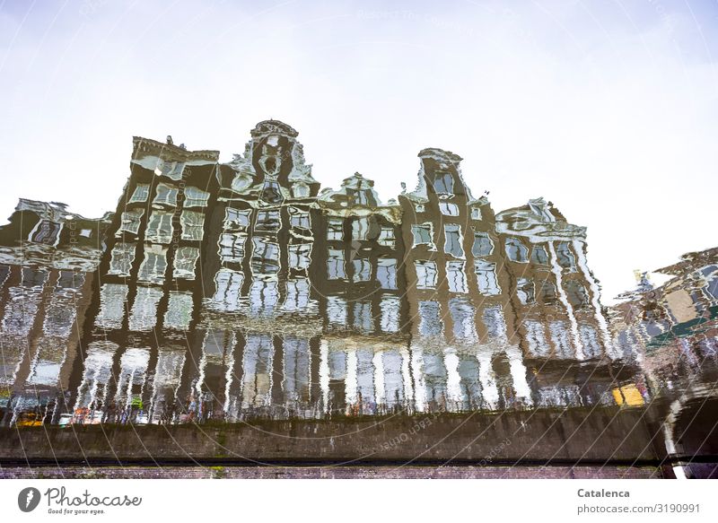 Out of focus | reflection, Amsterdam row of houses reflected in the water of a canal Tourism Sightseeing Flat (apartment) Elements Water Sky Gracht Netherlands