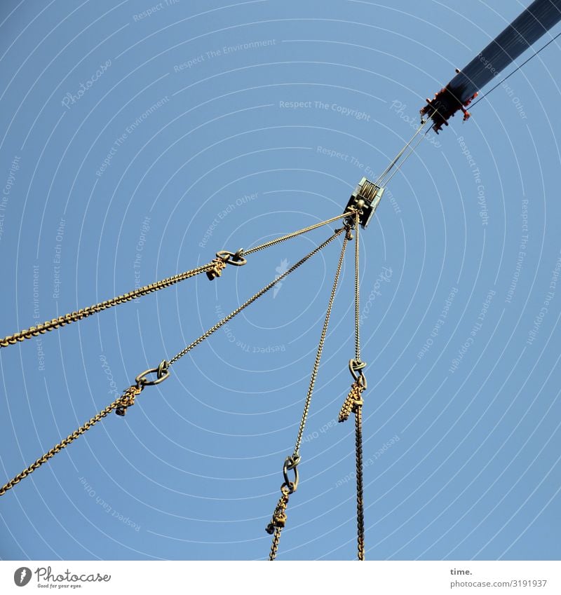 Seilschaften (IV) Technology Crane lifting technology Anchor Fastening Sky Chain Metal Line Hang Safety Life Disciplined Endurance Unwavering Orderliness