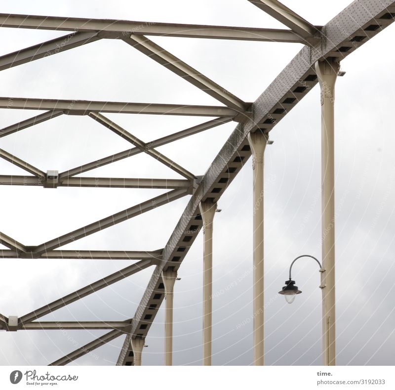 Lightboxes (IX) Sky Clouds Storm clouds Bad weather Bridge Manmade structures Building Architecture Lamp Lantern Metal Steel Line Stripe Together Endurance