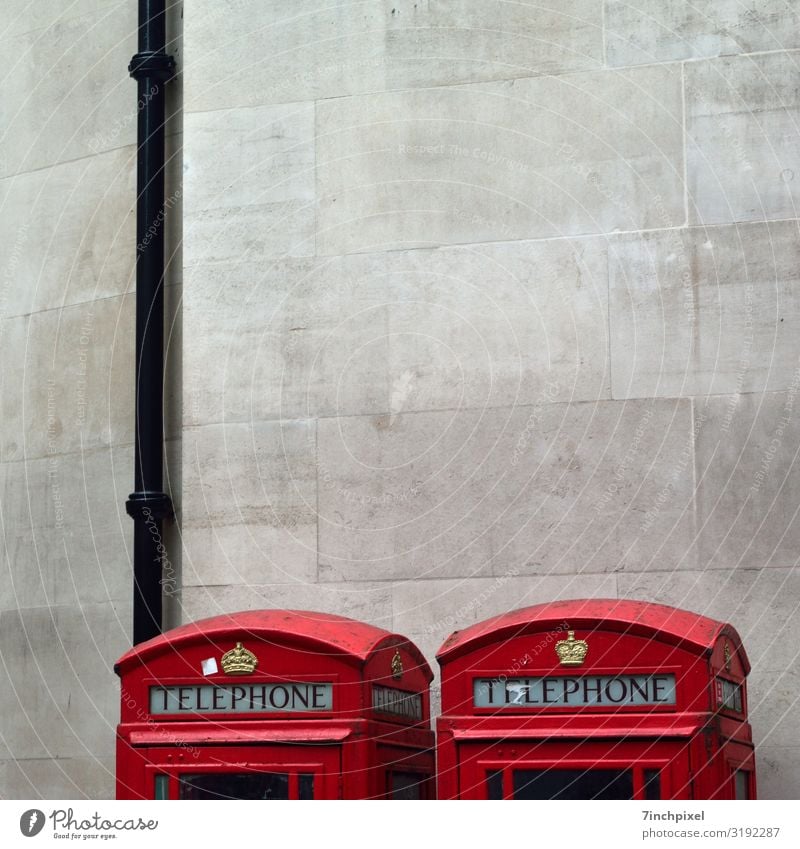 Long line Telecommunications Telephone Phone box Wall (barrier) Wall (building) Water pipe Stone Metal Communicate Colour photo Exterior shot Copy Space top