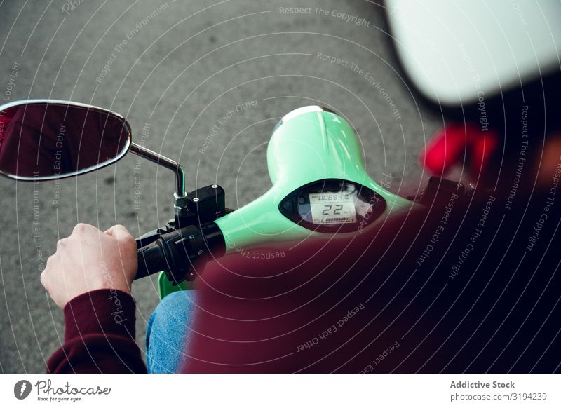 First person view of motor-bike speedometer Human being Vantage point riding Motorcycle Motorcycling Street Vacation & Travel Asphalt Speed Drive Driving