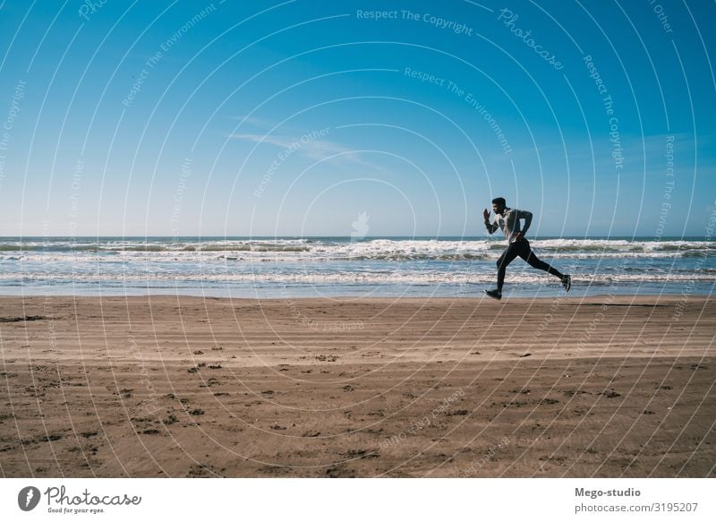 Portrait of an athletic man running. Lifestyle Personal hygiene Body Relaxation Leisure and hobbies Beach Sports Jogging Human being Man Adults Fitness To enjoy