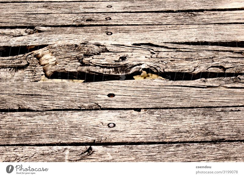 Detail of the slats of a wooden bridge Adventure Hiking Wooden board Craft (trade) Lanes & trails Bridge Wooden bridge Ground Build Old Authentic Original Under