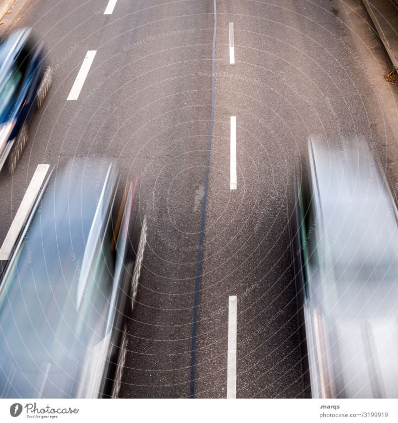 Fast lane Transport Street Driving Speed Movement Date motion blur Long exposure Means of transport Stress Traffic infrastructure Road traffic Bird's-eye view