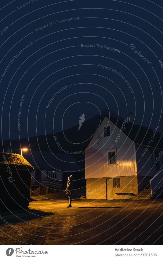 woman looking up at night in a street of small village Style Mystery City Beauty Photography Portrait photograph Elegant Beautiful France Looking Silhouette