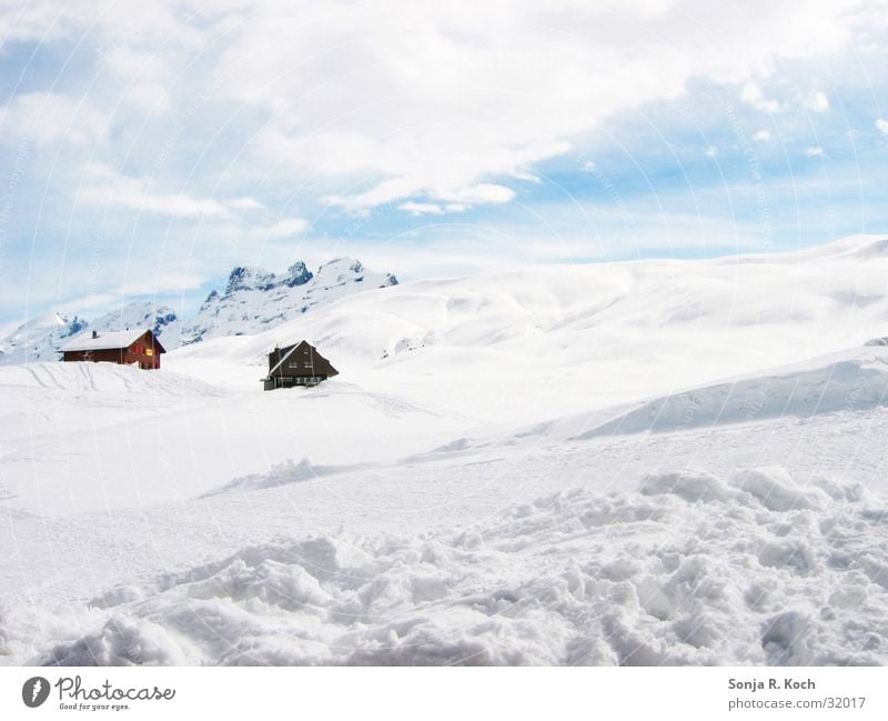 winter landscape Winter Switzerland Mountain Snow Ski run Ski resort Lake Melchsee