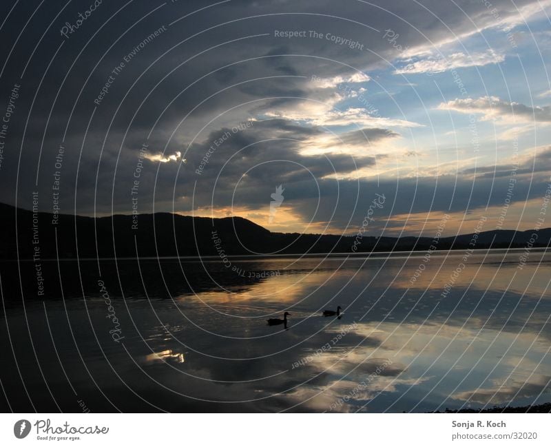 Rain in your luggage Raincloud Lake Sunset Reflection Lake Kochelsee Evening Water