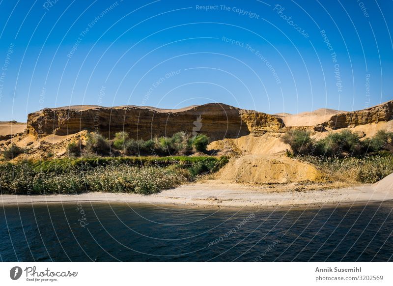 Landscape along the Nile between Luxor and Assuan Vacation & Travel Tourism Sightseeing Cruise Safari Environment Nature Earth Sand Water Cloudless sky