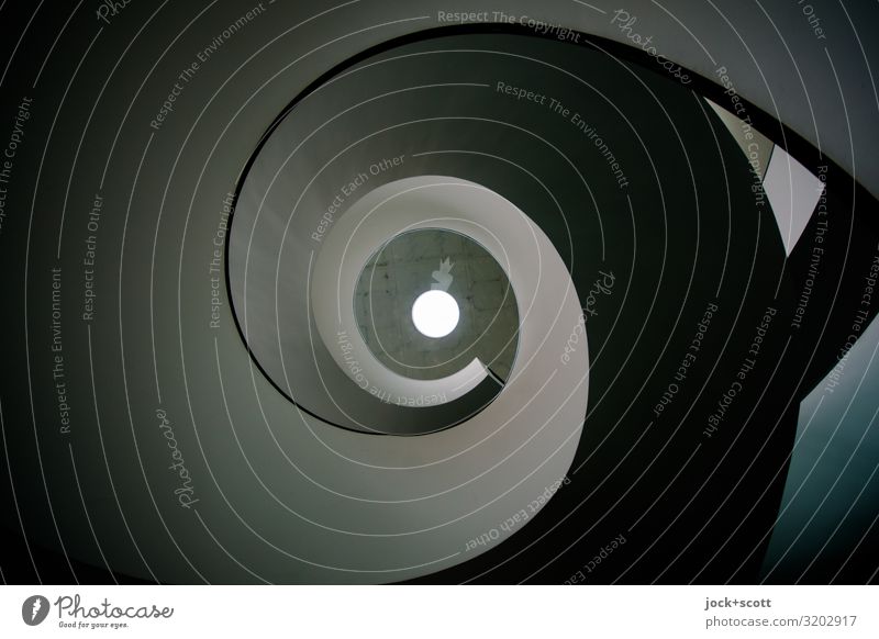 (so) in the turn of a spiral staircase Architecture Winding staircase Concrete Stripe Spiral Circle Modern Gray Design Center point Rotation Suction Abstract