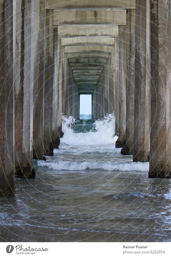 View under the pier in Scripps Beach, San Diego Relaxation Calm Meditation Vacation & Travel Ocean Coast Pacific Ocean Pacific beach Swell Waves Jetty Free