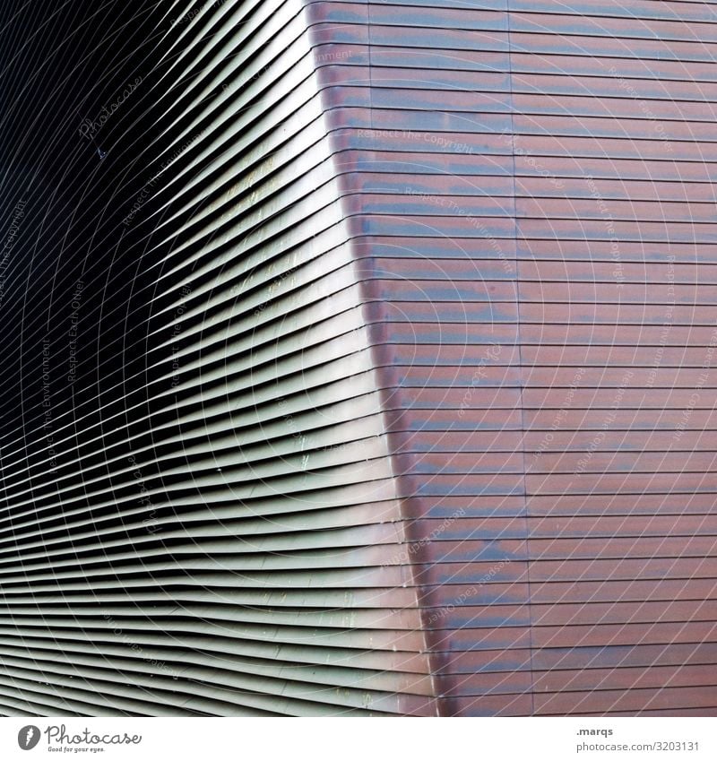 Thought around the corner Metal Facade Pattern Structures and shapes Line Contrast Shadow Light Close-up Disk Corner