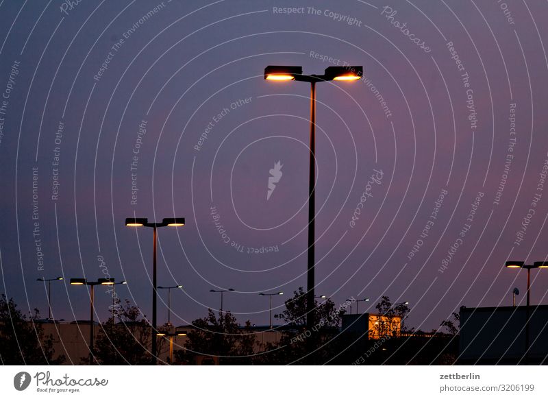 station forecourt Evening Train station Twilight Closing time Deserted Town Copy Space City life Transport Suburb Berlin Schöneberg south cross Lamp Lantern