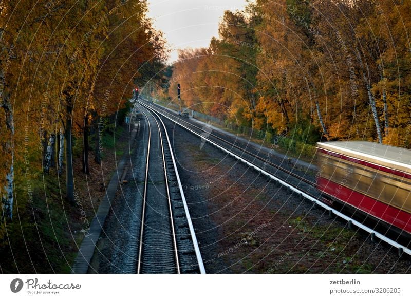 S-Bahn to Teltow Evening Train station Twilight Public transit Commuter trains Railroad tracks Town Logistics Passenger traffic City life Transport Closing time