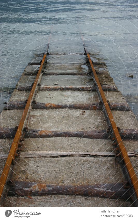 road to nowhere 4 Dark Wood Underwater photo Go under Transport Ascona Railroad kneeling Water Rust Downward