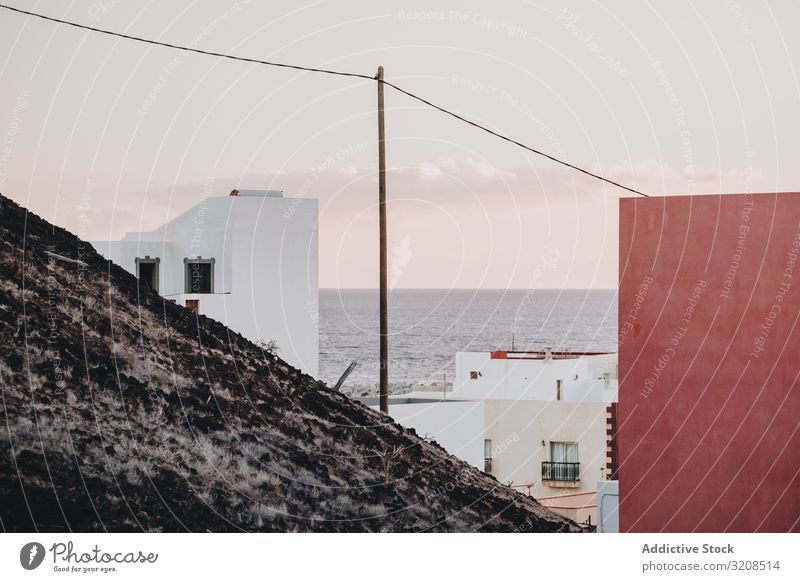 View of old town on seashore house mountain la restinga el hierro canary island landscape travel tourism destination vacation location water sky wire different