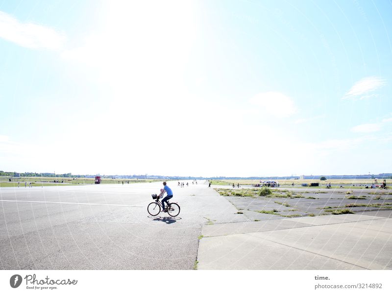 The sky over Berlin Human being Environment Sky Sun Beautiful weather Meadow Places Tourist Attraction Landmark Passenger traffic Cycling Pedestrian