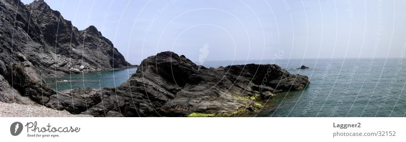 Rocky coast Spain Rocky coastline Ocean Black Panorama (View) Cliff Europe curt Large Panorama (Format)