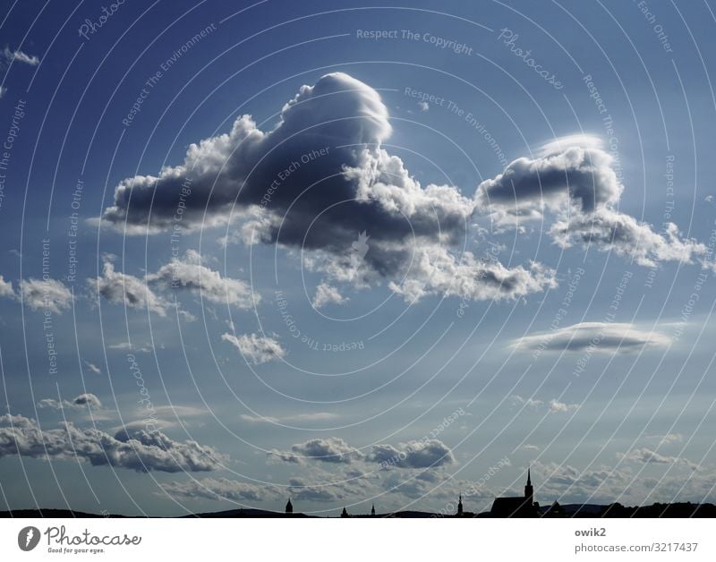 Free floating Environment Nature Landscape Sky Clouds Horizon Beautiful weather Bautzen Small Town Downtown Skyline Church Dome Hang Together Large Above