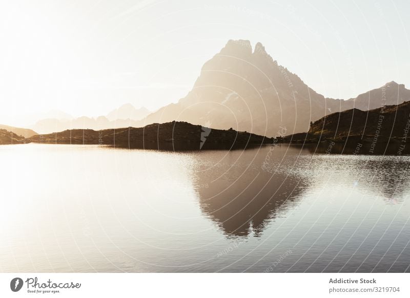 Picturesque view of lake in mountain area pyrenees lawn travel picturesque beautiful calm stony sunny day water landscape summer nature scenic countryside rocky