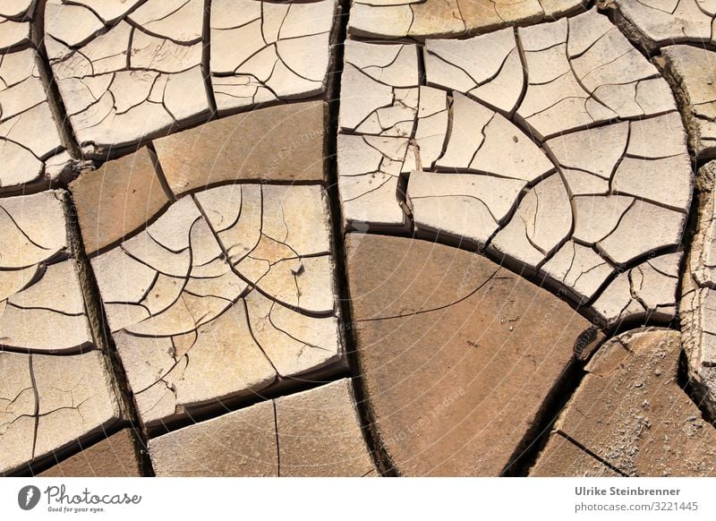 Two color parched soil with cracks in drought period Environment Nature Landscape Elements Earth Climate Climate change Weather Field Desert Fuerteventura