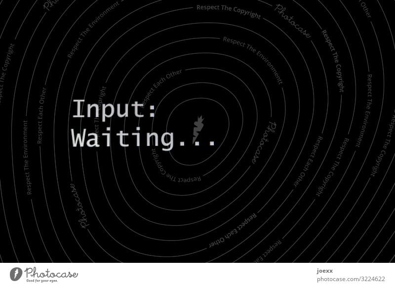 Black computer monitor shows text "Input: Waiting..." Education Adult Education Student Office Computer Screen Technology Characters White input waiting English