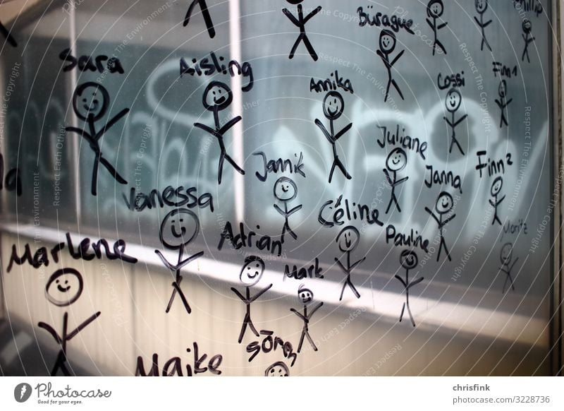 stick figure with name on glass plate Parenting Education Kindergarten School School building Schoolyard Classroom Student Dancing school Meeting Human being