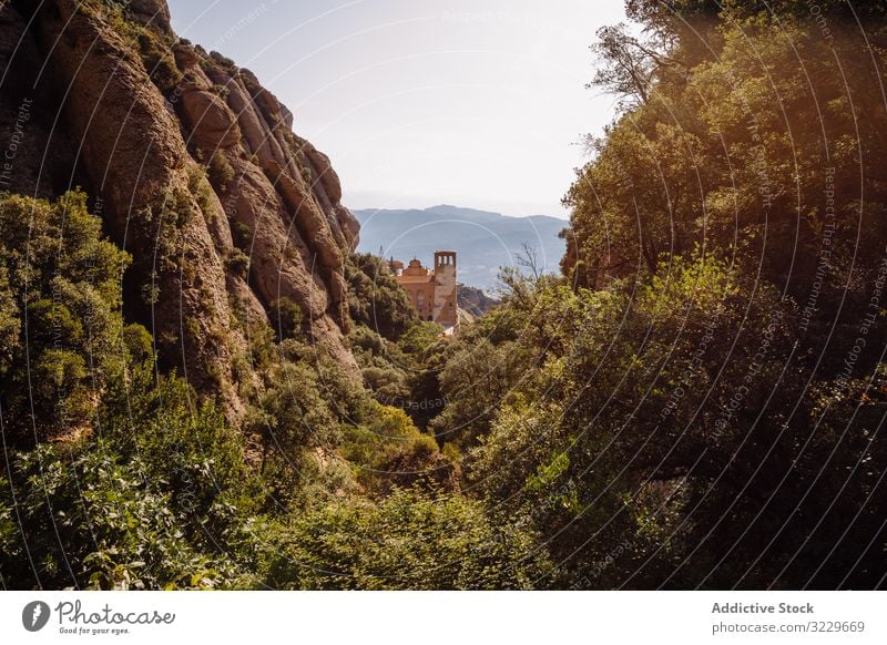 Views of the mountain of Montserrat panorama mountains catalonia spain sunset climb climbing natural landmark tourism summer europe destination natural light