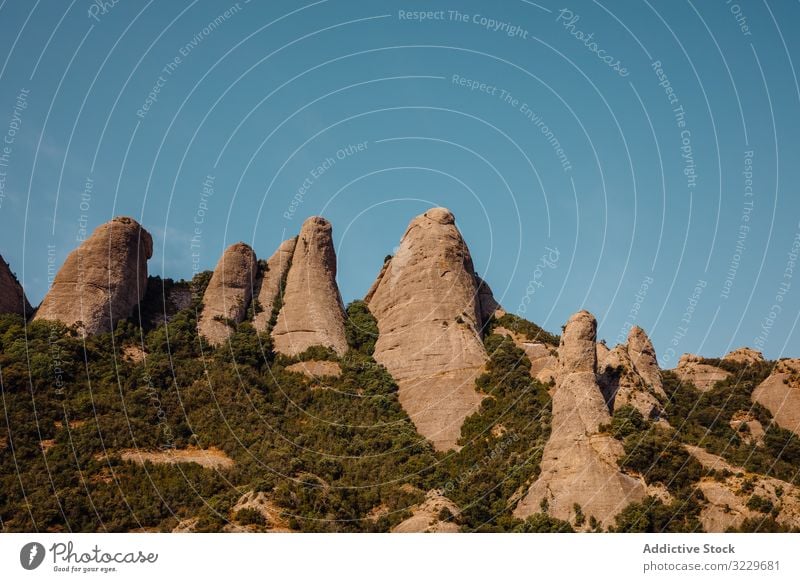 Views of the mountain of Montserrat natural light panorama mountains sunset landscape catalonia spain climb climbing landmark tourism summer europe destination