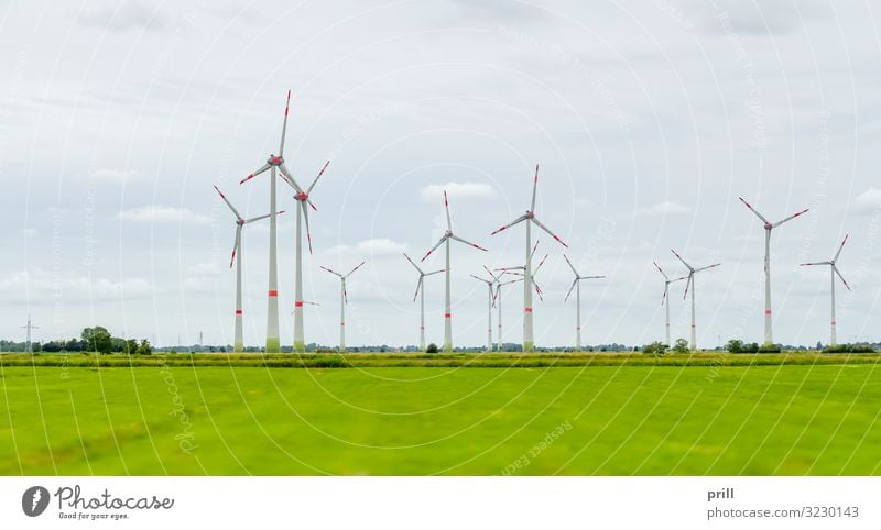 Wind farm in East Frisia Summer Flat (apartment) Wind energy plant Landscape Clouds Horizon Grass Meadow Coast Sustainability East Frisland Friesland district