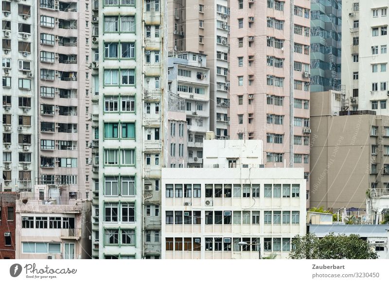 Skyscrapers in Hong Kong City trip Hongkong China Town Downtown High-rise Wall (barrier) Wall (building) Facade Window Stone Glass Living or residing