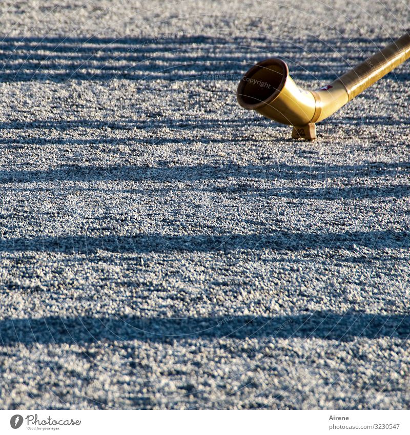 Blowpipe Music Alphorn Musical instrument Wind instrument Beautiful weather Deserted Places Park Graveled Sand Line Stripe Shadow play Glittering Large Long