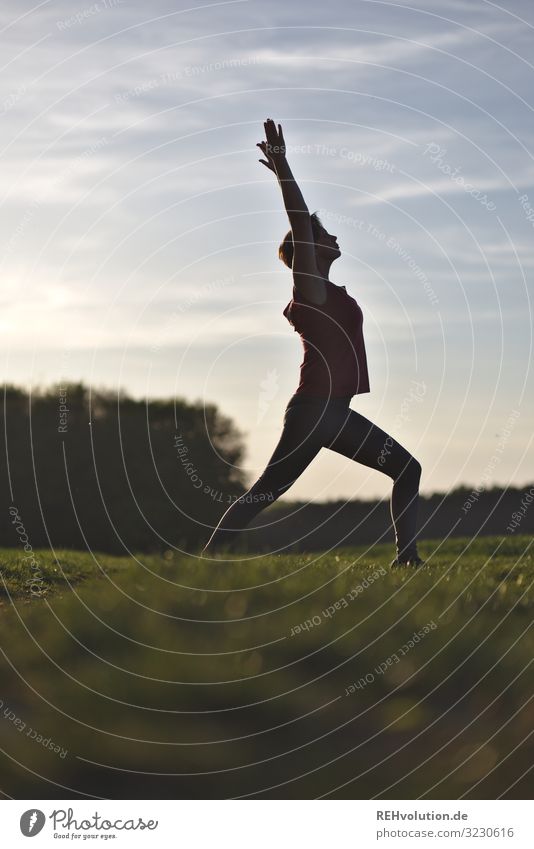 Woman doing yoga in nature Upward Yoga Sports Leisure and hobbies Young woman Feminine Body Happy naturally Joie de vivre (Vitality) Healthy Relaxation