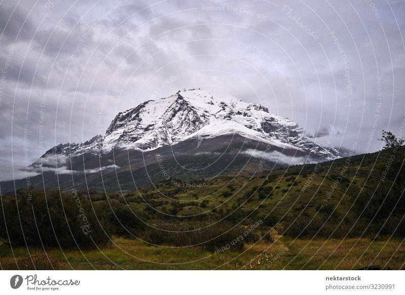 Torres del Paine Mountain and Overcast Sky Snow Environment Nature Landscape Clouds Weather Vacation & Travel Cordillera Paine Patagonia Chile South America