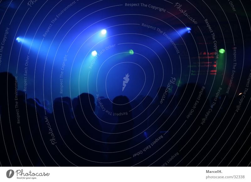 Partytime blue Disco Black Light Fog Human being disco evening Blue Reaction Contrast Joy Dark Lighting Silhouette Club Clubbing