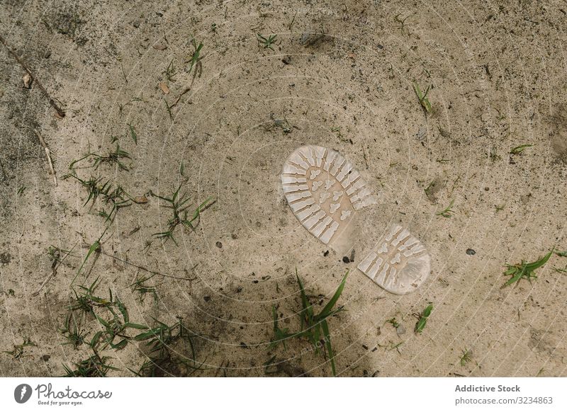 Boot sole in dry ground boot countryside grass dried soil gambia footwear stuck shoe nature nobody plant dirty sand growth vegetation flora terrain environment