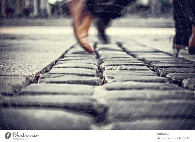 bustle of everyday life Going Footwear Feet feet Human being City life Cobblestones Haste Speed Stress Business Fleeting Photos of everyday life Sidewalk