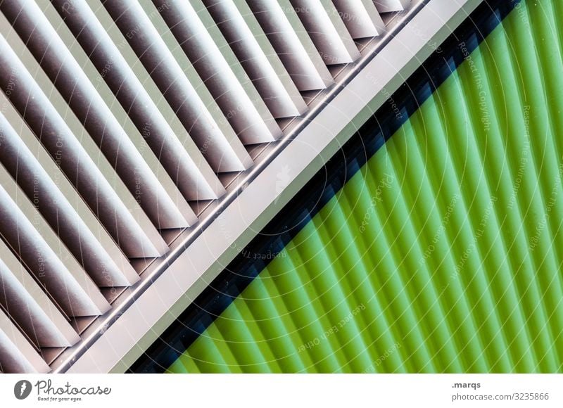 Cross and cross Architecture Facade Metal Plastic Line Esthetic Cool (slang) Hip & trendy Modern Green White Design Colour Futurism Colour photo Exterior shot