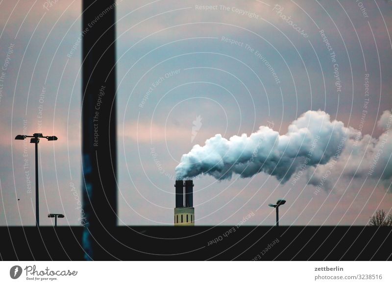 CO2 again Chimney Smoke Exhaust gas Steam Environmental protection Environmental pollution Carbon dioxide Factory Industry Sky Heaven Berlin Haze Fog Autumn