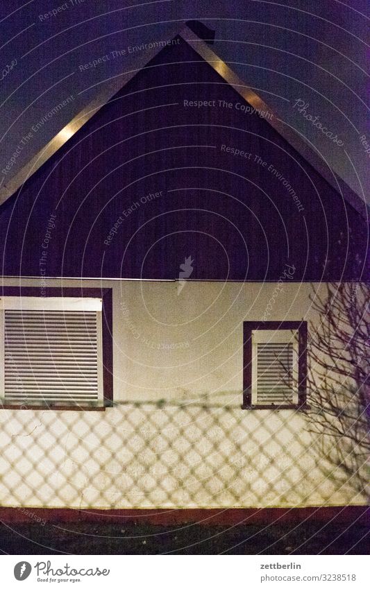 Gables in the dark Berlin Haze Fog Autumn Deserted November Town Copy Space City life House (Residential Structure) Gardenhouse Facade Window Roller blind