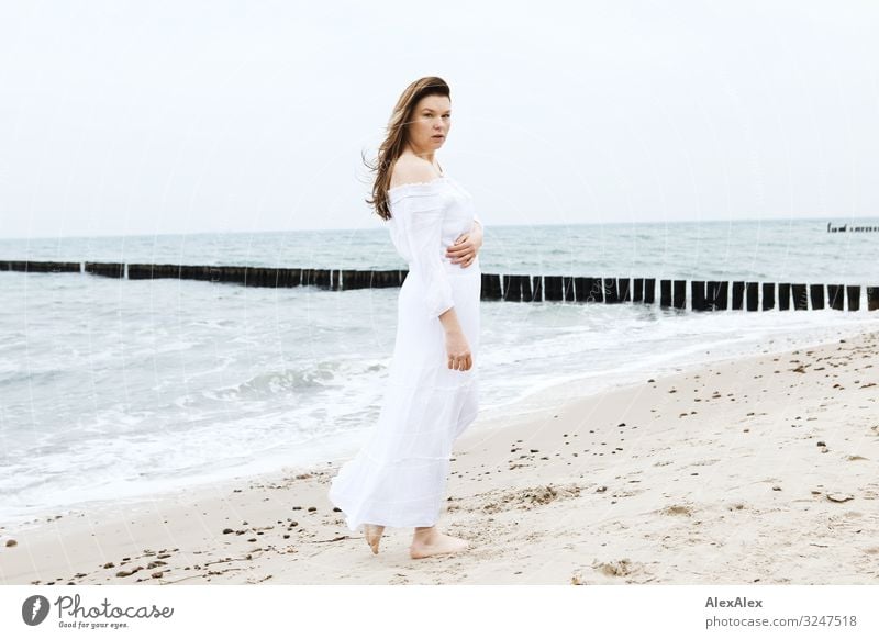 Young woman at the Baltic Sea beach Style Joy Beautiful Well-being Relaxation Vacation & Travel Trip Youth (Young adults) 30 - 45 years Adults Nature Landscape