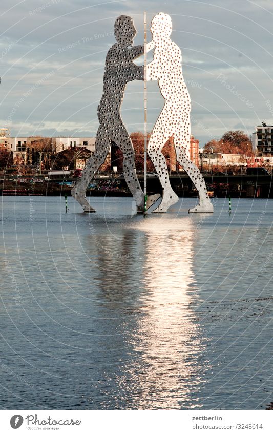 Molecule Man 2 Sculpture Monument Monumental Large Berlin City Capital city Autumn Deserted Downtown Berlin Friedrichshain Kreuzberg Treptow Skyline Town