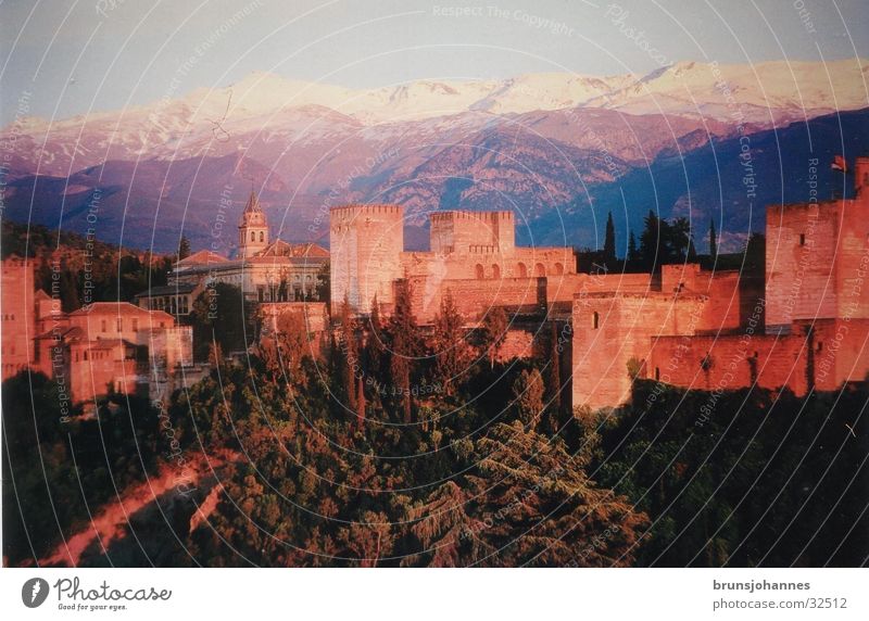 Spanish Castle Spain Moor South Sunset Malaga Europe red light Kitsch Mountain