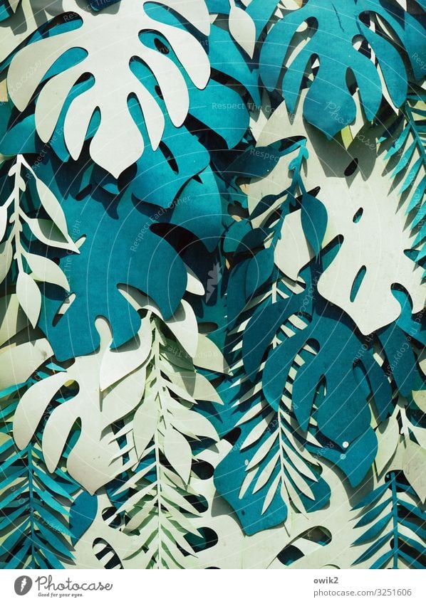 uncontrolled growth Style Art Work of art Collection Paper Low-cut Leaf Leaf canopy hotchpotch Many Crazy Wild Blue Turquoise White Replication Muddled