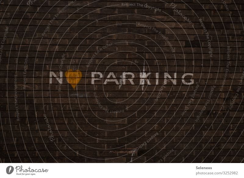 No parking with heart Manmade structures Building Wall (barrier) Wall (building) Facade Sign Characters Signs and labeling Signage Warning sign Road sign