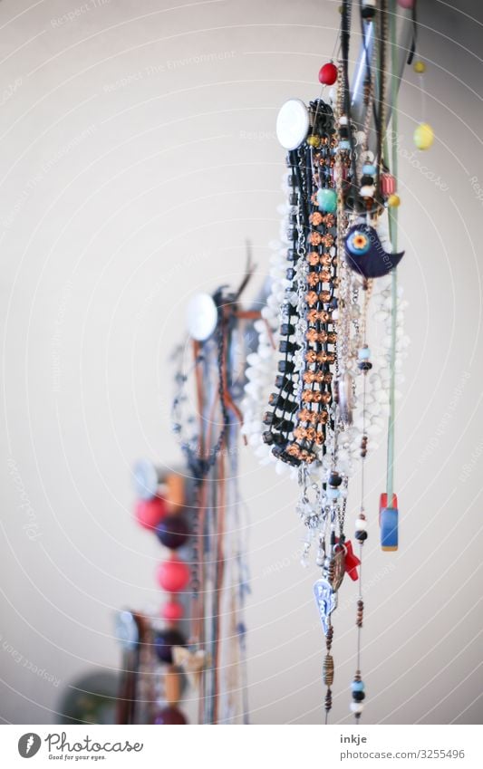 costume jewellery Accessory Jewellery Costume jewelry Chain Hang Modern Many Multicoloured Second-hand shop Multiple Bright background Colour photo