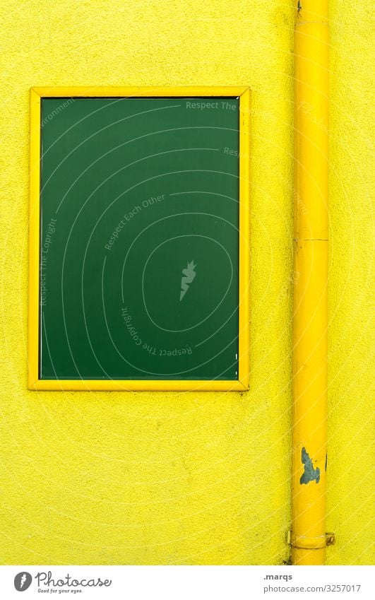 blackboard Wall (barrier) Wall (building) Conduit Blackboard Crazy Yellow Green Colour Communicate Flashy Billboard Colour photo Multicoloured Exterior shot