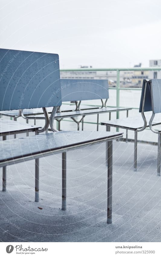 ferry. Vacation & Travel Tourism Water Navigation Boating trip Ferry Simple Wet Blue Bench Sit Empty Colour photo Subdued colour Exterior shot Detail Deserted